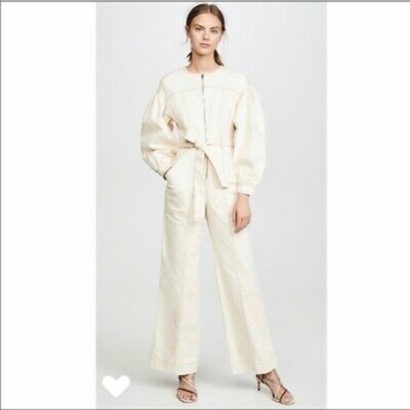 Ulla Johnson Akiba Jumpsuit size 4 Ivory Denim - Picture 3 of 6